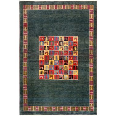 Tribal Collection Hand-Knotted Lamb's Wool Area Rug- 3' 3" x 5' 1" In Green