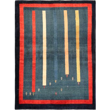 Tribal Collection Hand-Knotted Lamb's Wool Area Rug- 3' 6" x 4' 8" In Green