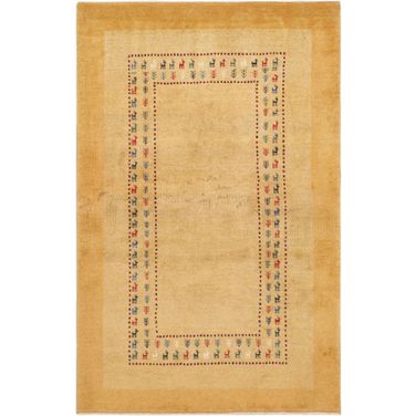 Tribal Collection Hand-Knotted Lamb's Wool Area Rug- 3' 6" x 5' 5" In Gold