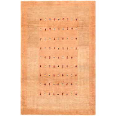 Tribal Collection Hand-Knotted Lamb's Wool Area Rug- 4' 2" x 6' 4" In Camel