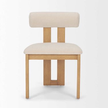 Tribeca Curve Open Back Dining Chair  Set Of 2 with Chenille Tripod Frame In Cream