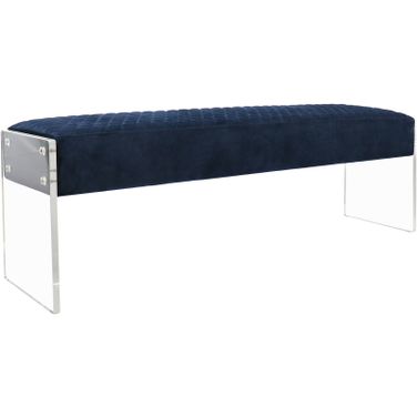 Tribecca Acrylic and Velvet Bench In Navy and Clear
