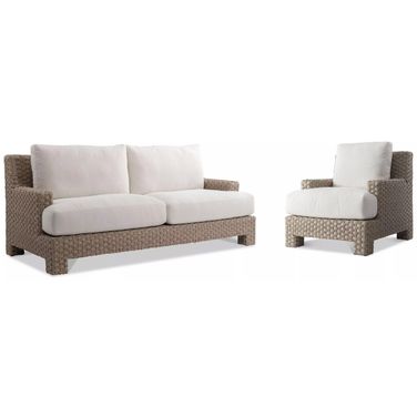 Trieste Outdoor Conversation Set In White and Cream Boucle