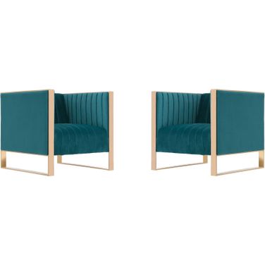 Trillium Accent Chair in Teal and Rose Gold (Set of 2)
