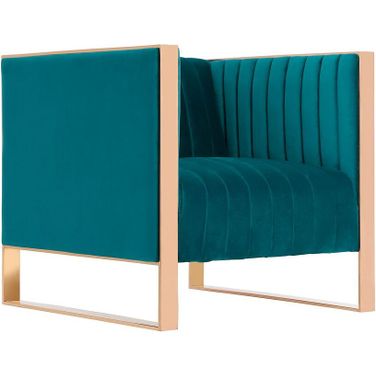 Trillium Accent Chair in Teal and Rose Gold
