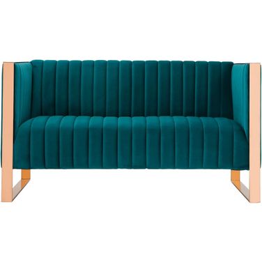 Trillium Loveseat in Aqua Blue and Rose Gold