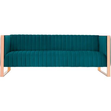 Trillium Sofa in Aqua Blue and Rose Gold