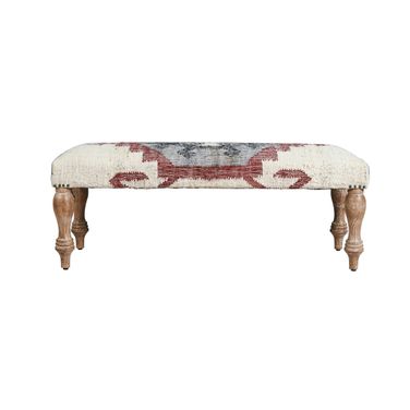Trilo Jute Handmade Rectangle Indoor Accent Bench In Multi and Whitewash