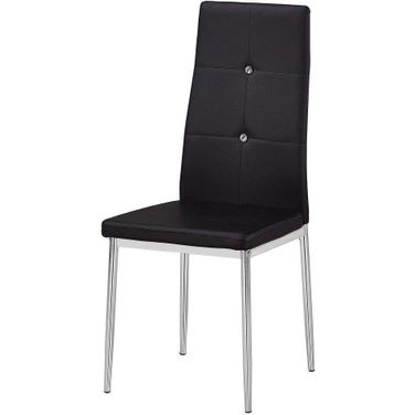 Trina Bi Cast Leather Dining Side Chair Set of 2 In Black