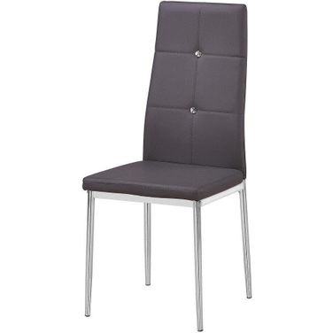 Trina Bi Cast Leather Dining Side Chair Set of 2 In Gray