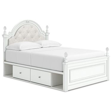 Trindura Full Upholstered Panel Bed with Storage In White