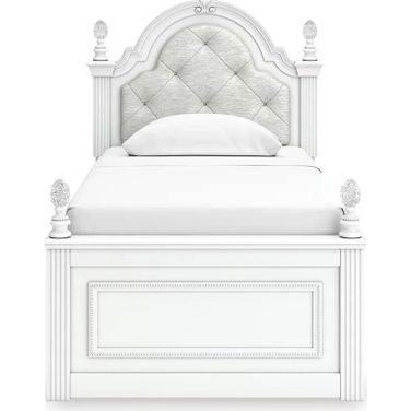 Trindura Twin Upholstered Panel Bed In White