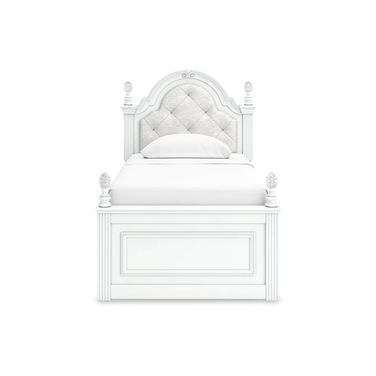 Trindura Twin Upholstered Panel Storage Bed In White