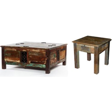 Trinidad Box Occasional Table Set In Brown And Multi