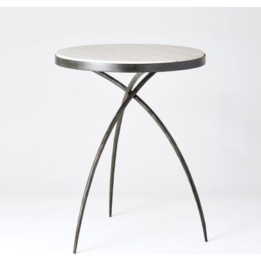 Tripod Large Table With Grey Marble Top In Black