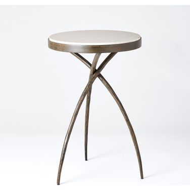 Tripod Small Table With Grey Marble Top In Black