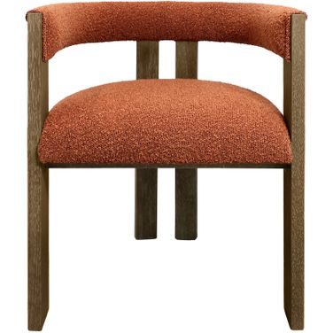 Trish Solid Wood Dining Arm Chair In Rust Orange