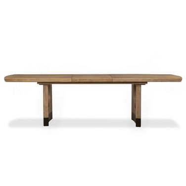 Tristan Extendable Trestle Dining Table In Swiss Coffee