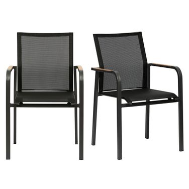 Tristan Stackable Outdoor Armchair Set of 2 In Black