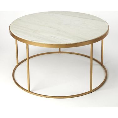 Triton White Marble Coffee Table In Multicolor