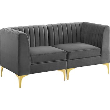 Triumph Channel Tufted Performance Velvet Loveseat In Gray