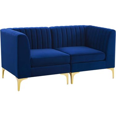 Triumph Channel Tufted Performance Velvet Loveseat In Navy