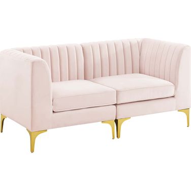Triumph Channel Tufted Performance Velvet Loveseat In Pink