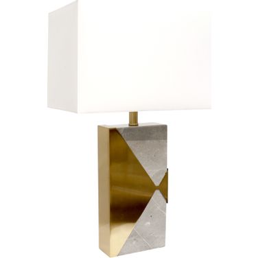 Triumph Collection Marble and Metal Modern Table Lamp In White and Gold