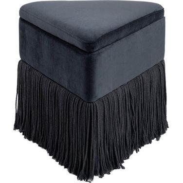 Trivoli Velvet Ottoman and Stool In Black Velvet