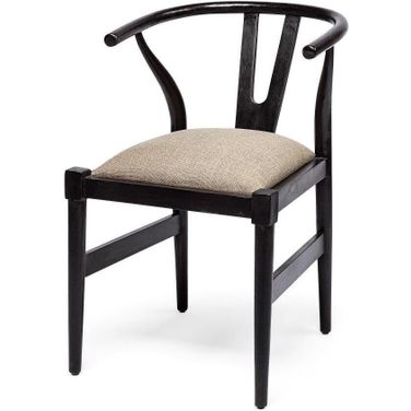 Trixie I Black Wooden Base Linen Seat Dining Chair Set of 2
