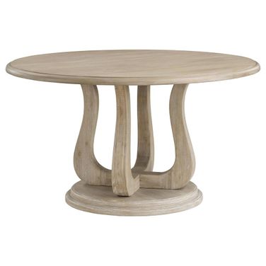 Trofello Round 60 Inch Pedestal Dining Table In White Washed