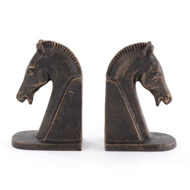 Trojan Horse Head Bookends In Bronze