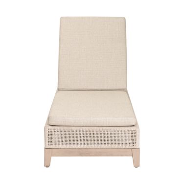 Tropez Outdoor Chaise Lounge In Oat Flat Rope and Ecru Weave Washed Ever Teak
