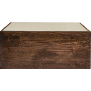 Truett Square Wood Rattan Coffee Table In Walnut