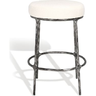 Trumen Boucle Counter Stool In Ivory and Black