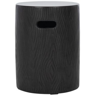 Trunk Indoor-Outdoor Modern Concrete Round 16.5 Inch Height Accent Table in Black