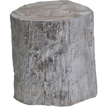 Signature Designs Trunk Segment Spot Table In Silver Leaf