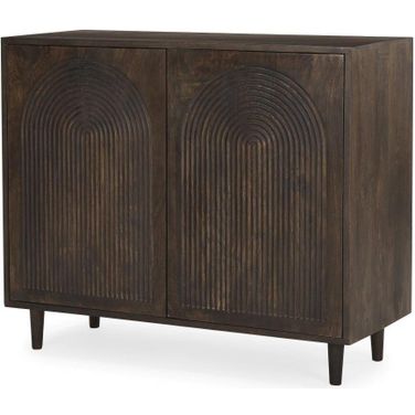 Tucker Dark Brown Mid-Century Modern Rainbow 2 Door Cabinet