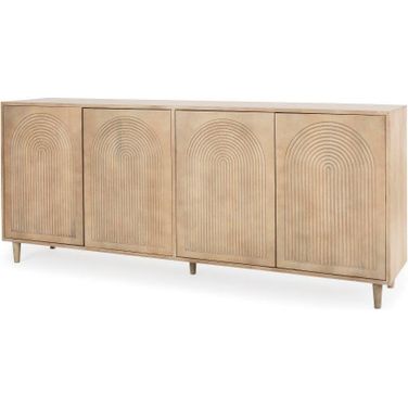 Tucker Light Brown Wood Mid-Centruy Modern 4 Door Sideboard