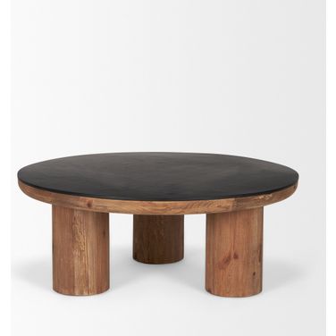 Tucson Natural Wood with Round Top Coffee Table In Black