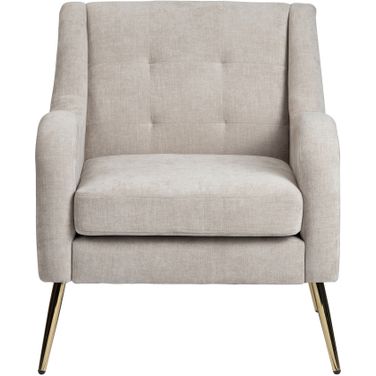 Tufted Upholstered Accent Chair In Cream and Gold