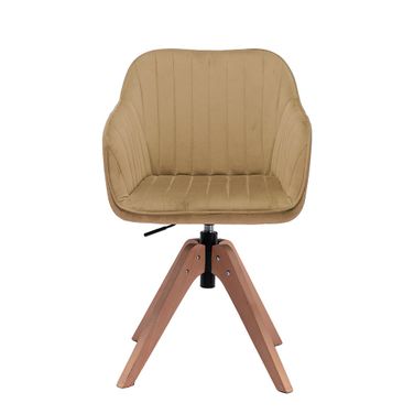 Tufted Upholstered Velvet Dining Arm Chair In Natural and Champagne