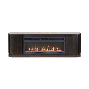 Tulane 76 Inch TV Stand with Fireplace Console In Brown