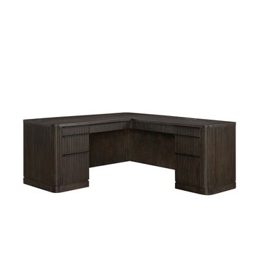 Tulane Pedestal L-Desk In Brown