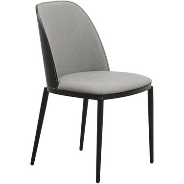Tule Dining Chair In Black Frame with Light Grey Leather