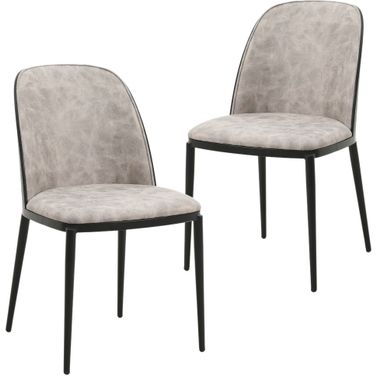 Tule Dining Side Chair Set of 2 with Sueade Fabric Seat and Steel Frame In Black and Charcoal