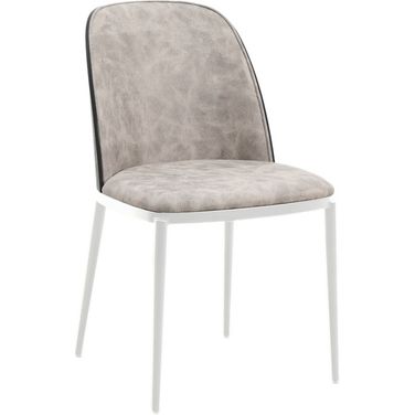 Tule Dining Side Chair with Fabric Seat and Steel Frame In Black and Charcoal