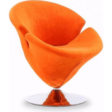 Tulip Swivel Accent Chair in Orange and Polished Chrome
