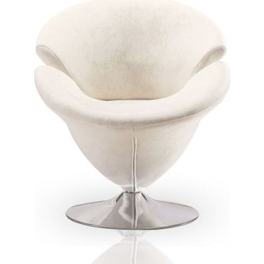 Tulip Swivel Accent Chair in White and Polished Chrome