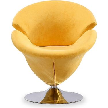 Tulip Swivel Accent Chair in Yellow and Polished Chrome